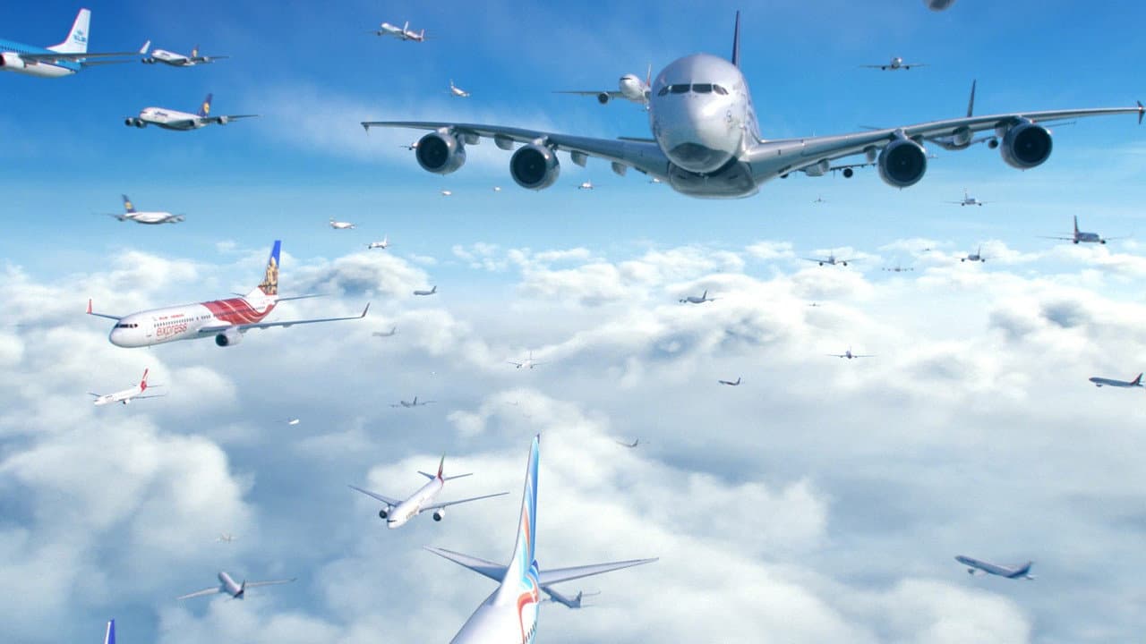 Szene aus Millionenstadt über den Wolken